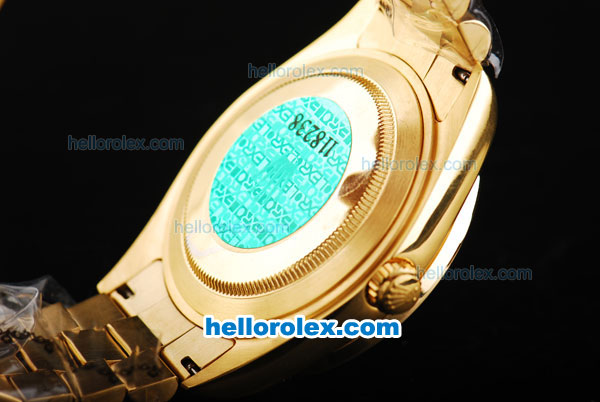 Rolex Day Date II Automatic Movement Full Gold with Diamond Bezel-Blue Dial and Diamond Markers - Click Image to Close